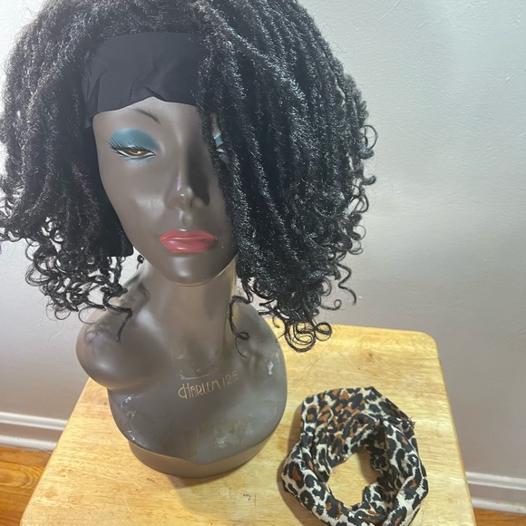 Wigner Short Dreadlock Headband Wig.  Color: 1B - Picture 4 of 11
